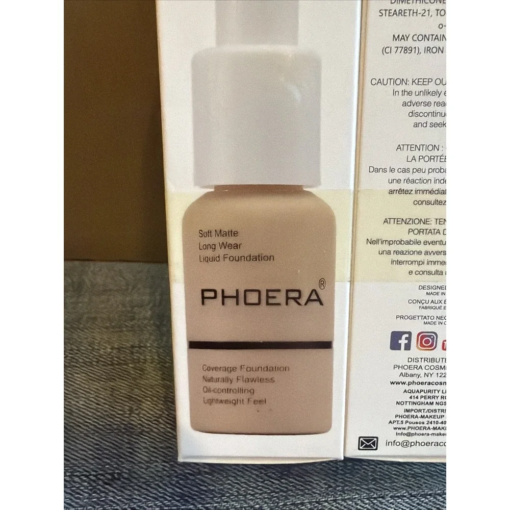 2 Pack PHOERA Foundation,Full Coverage Foundation 102 Nude NIB